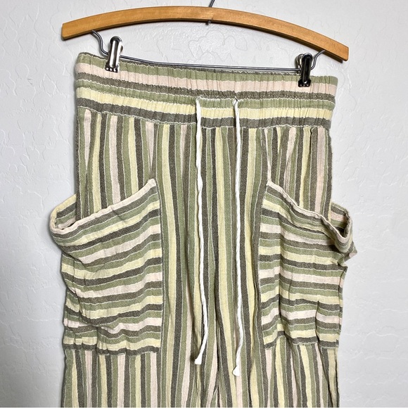 Free People Jones Beach Wide Leg Striped Trousers Pants Cotton Size Medium - Picture 3 of 9